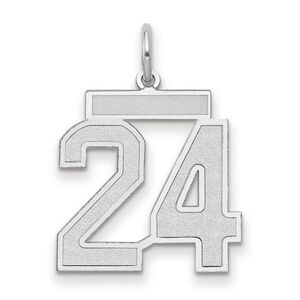 14k White Gold, Jersey Collection, Medium Number 24 Pendant